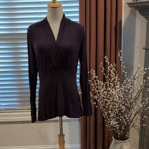 Banana Republic Long Sleeve Wrap-Front Top in Plum